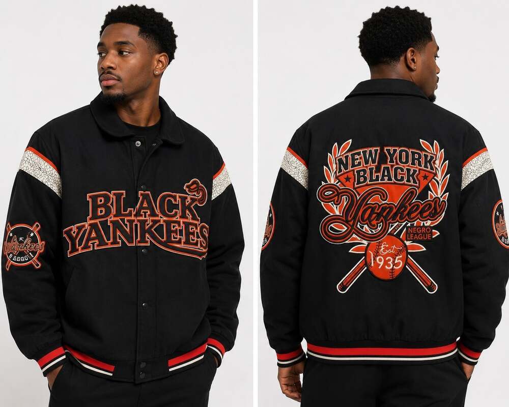 Stall & Dean Vintage Black Yankees Varsity Jacket Negro League 5XL L300 Nice